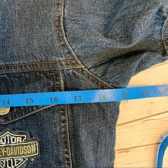 Harley-Davidson Denim Jeans Snap Button Up S Logo - Picture 4 of 6